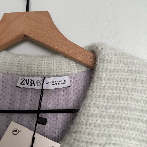 Zara Combination Bib Lapel Collar Knit Wool Blend Cardigan - Picture 4 of 5